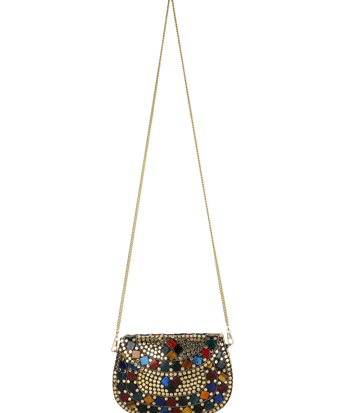 Mosaic Embellished Metal Clutch