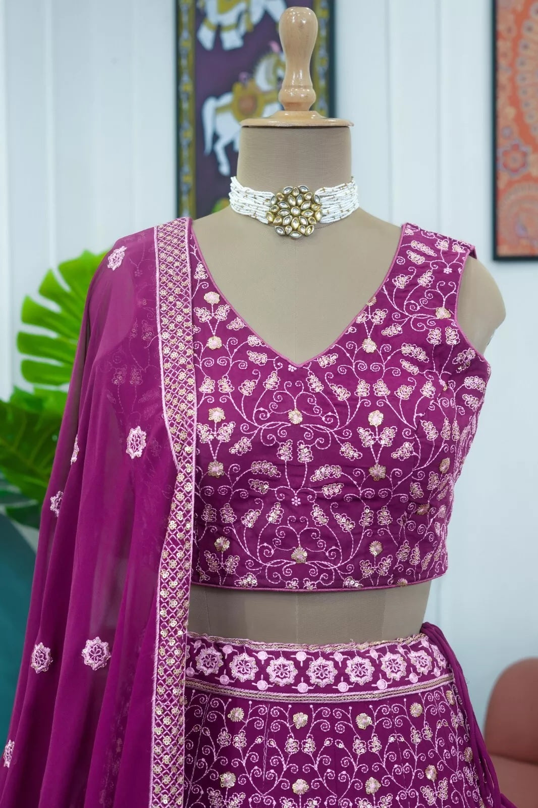 Georgette With Thread Sequence Work  Lehenga Blouse & Dupatta