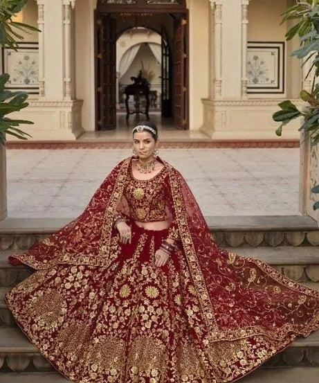 9000 Heavy Velvet Festival Classic Indian Bollywood Lehenga Blouse Dupatta