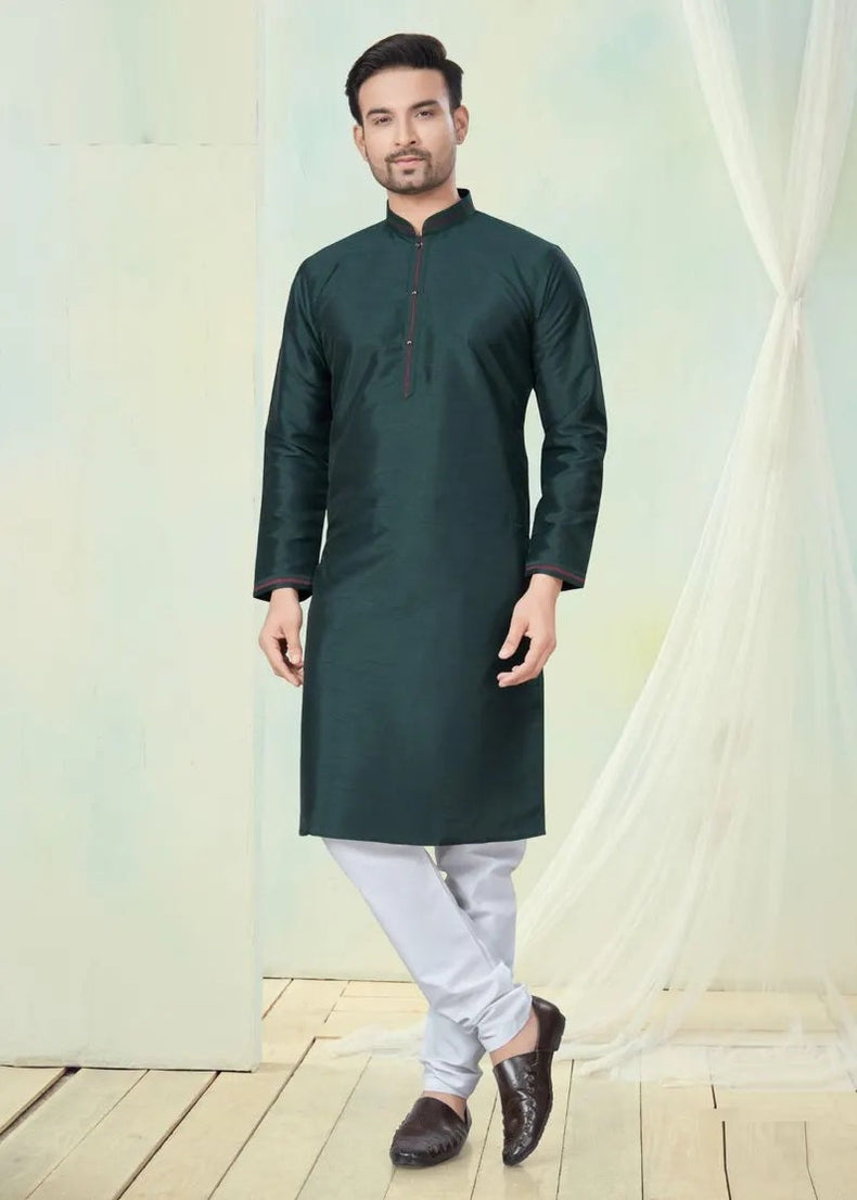 Pure Silk With Pintex Work Men's Kurta Pajama