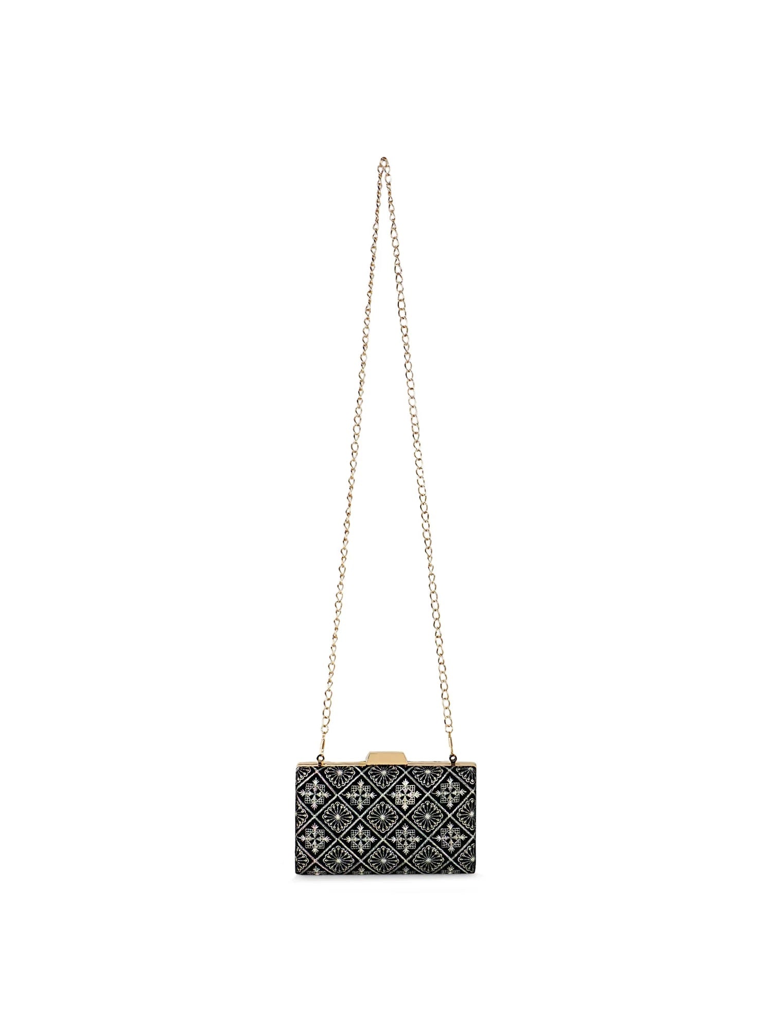 Hue Geometric Embroidered Velvet Clutch