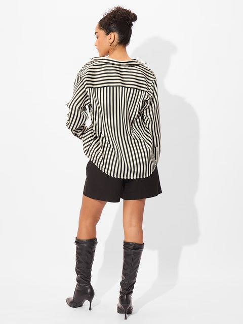 Satin Shirt Phantom Stripes Women Shirts