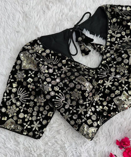 Pure Velvet Full Stitched Traditional Function Designer Blouse & Choli