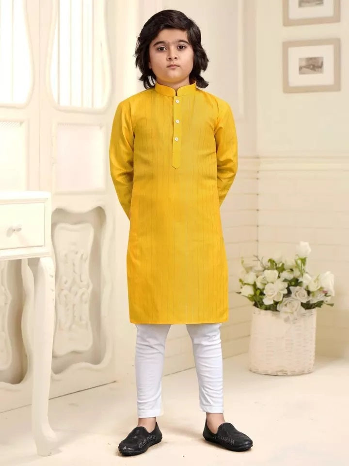 Designer Wedding Wear Pure Cotton Kurta Pajama Set For Kid's & Boy's