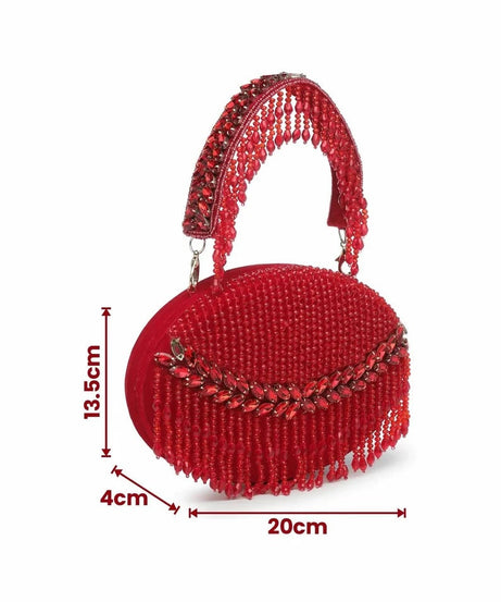 Tassel Embellished Velvet Clutch