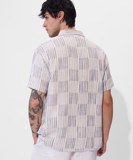 Textured Azure Dunes Men Textured Shirts