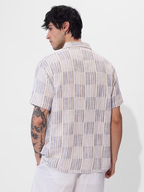 Textured Azure Dunes Men Textured Shirts