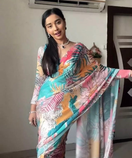Pure Soft Georgette Digital Print Ready To Wear Sari