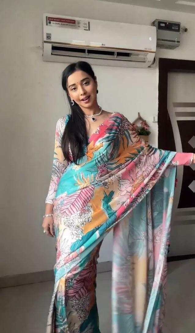 Pure Soft Georgette Digital Print Ready To Wear Sari