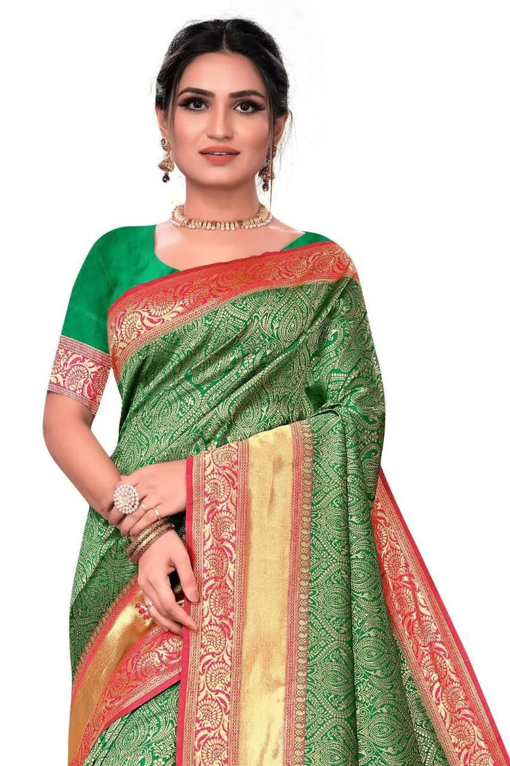 Soft Lichi Silk Saree With Blouse