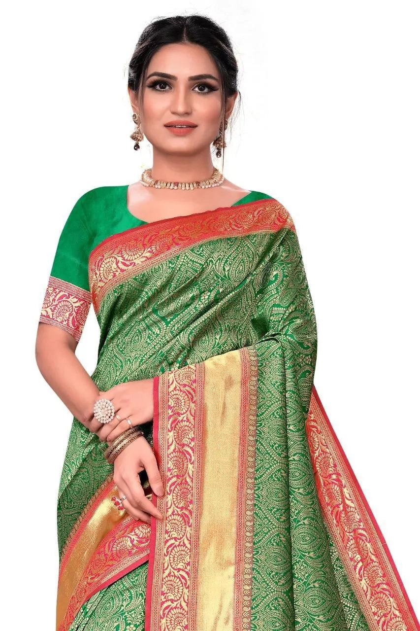 Soft Lichi Silk Saree With Blouse