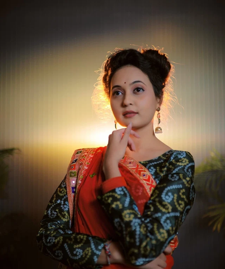 Designer Fancy Faux Georgette Embroidery With Real Mirror Work Saree & Blouse 11-RV