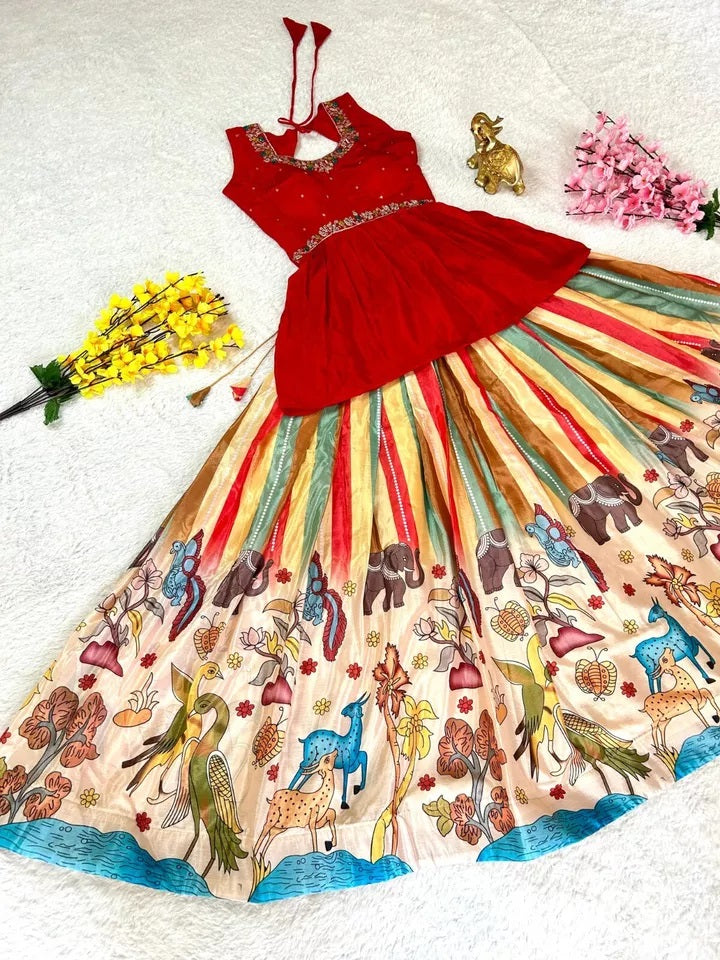 Festival Look Full Stitched Soft Chinon Silk Lehenga Blouse