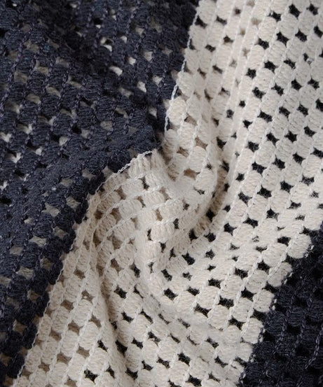 Open Knit Navy Stripes Men Textured Shirts
