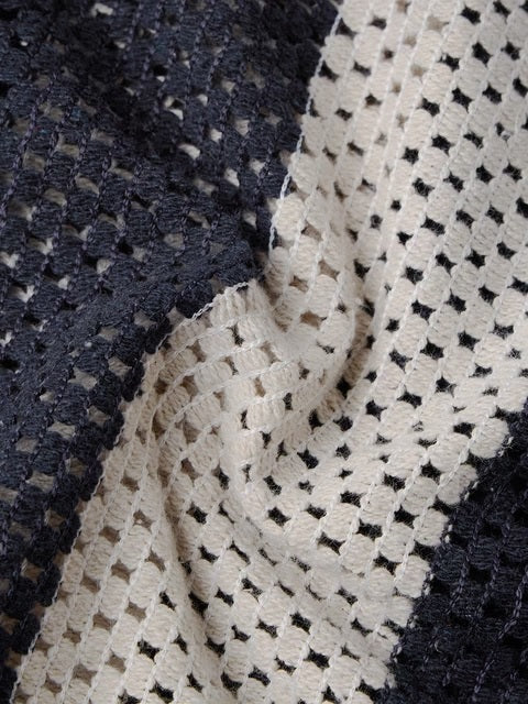 Open Knit Navy Stripes Men Textured Shirts
