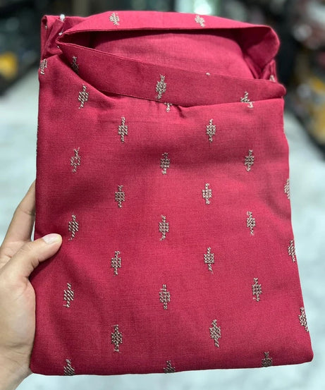 Heavy Magic Cotton With  Embroidery Butti Kurta Pajama Set for Men's