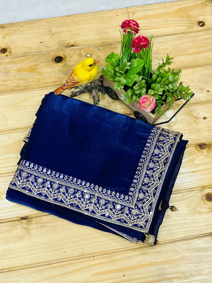 Women's Designer Soft Geemic Silk Designer Zari Dori Saree With Blouse 11-RV