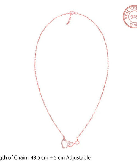 Rose Gold Sparkling Infinity Pendant with Link Chain