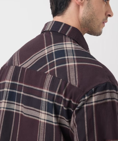 Plaid Shirt Canvas Men Relaxed Shirts