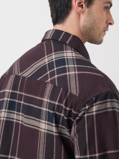 Plaid Shirt Canvas Men Relaxed Shirts