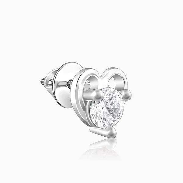 Silver Zircon Small Heart Studs Made with 925 Silver