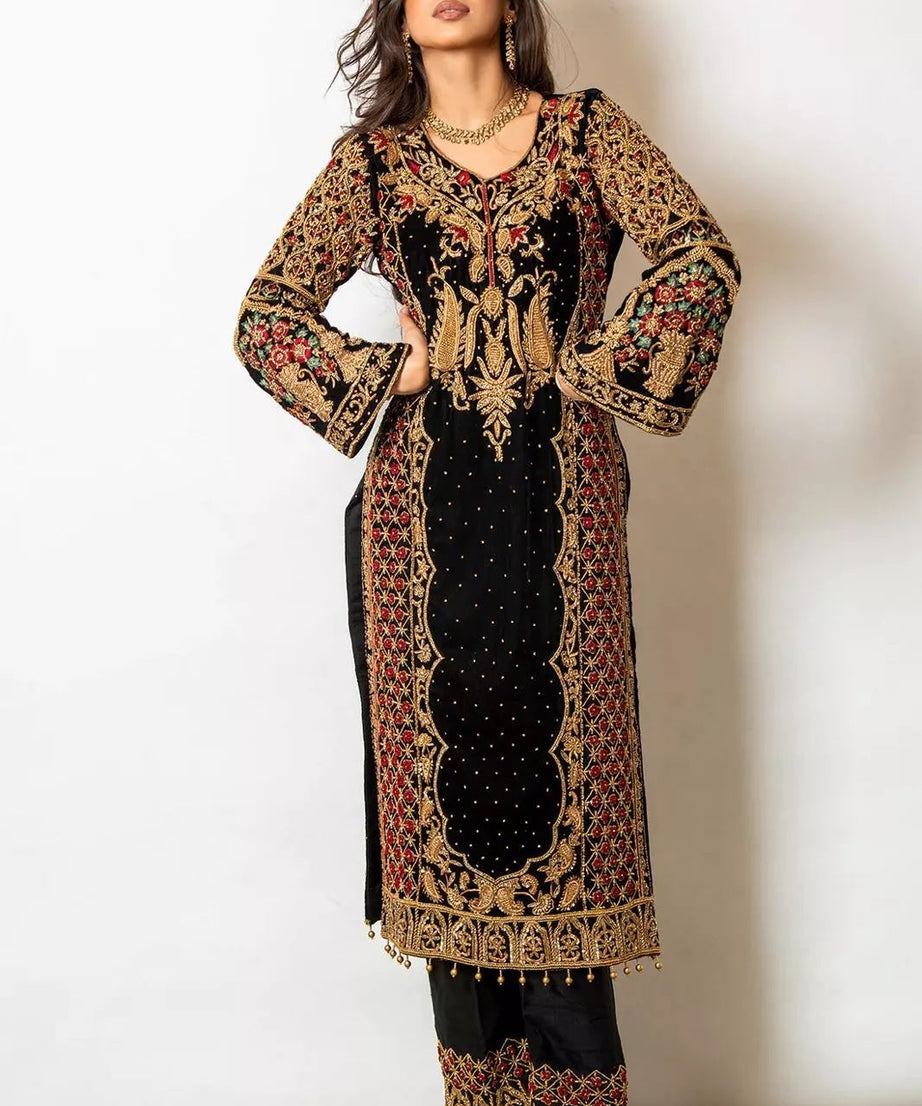 Faux Georgette Indian Ethnic Top Pant & Dupatta Set