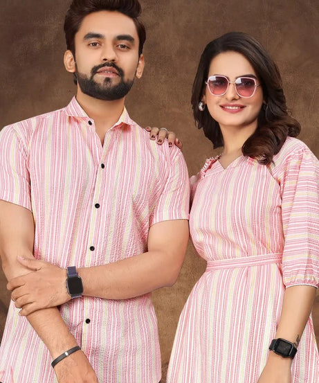 Presenting Couple Men's Shirt & Female Combo Set