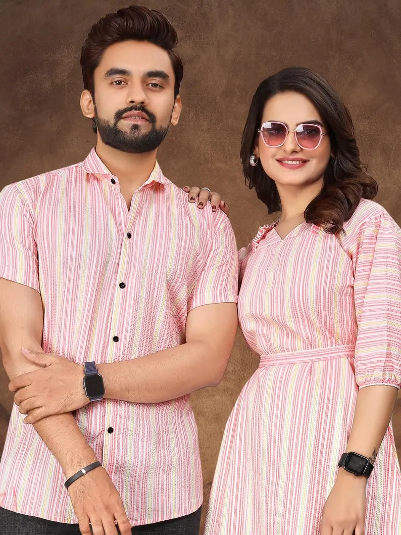 Presenting Couple Men's Shirt & Female Combo Set