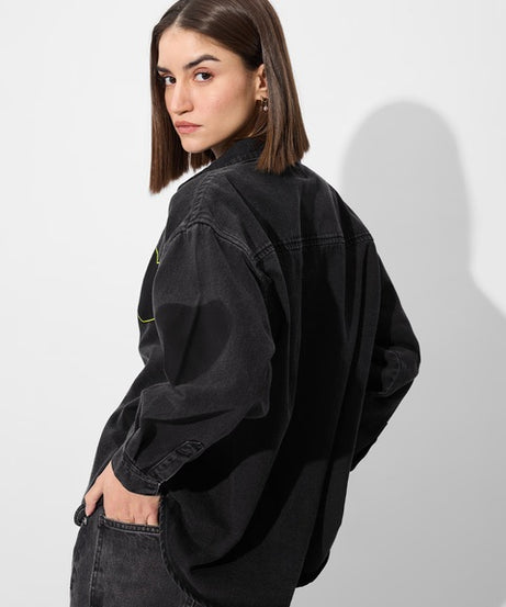 Denim Shacket  Charcoal Women Shackets