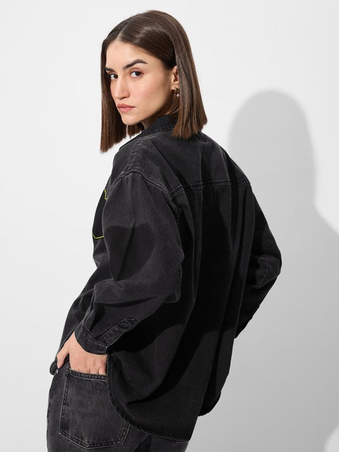 Denim Shacket  Charcoal Women Shackets