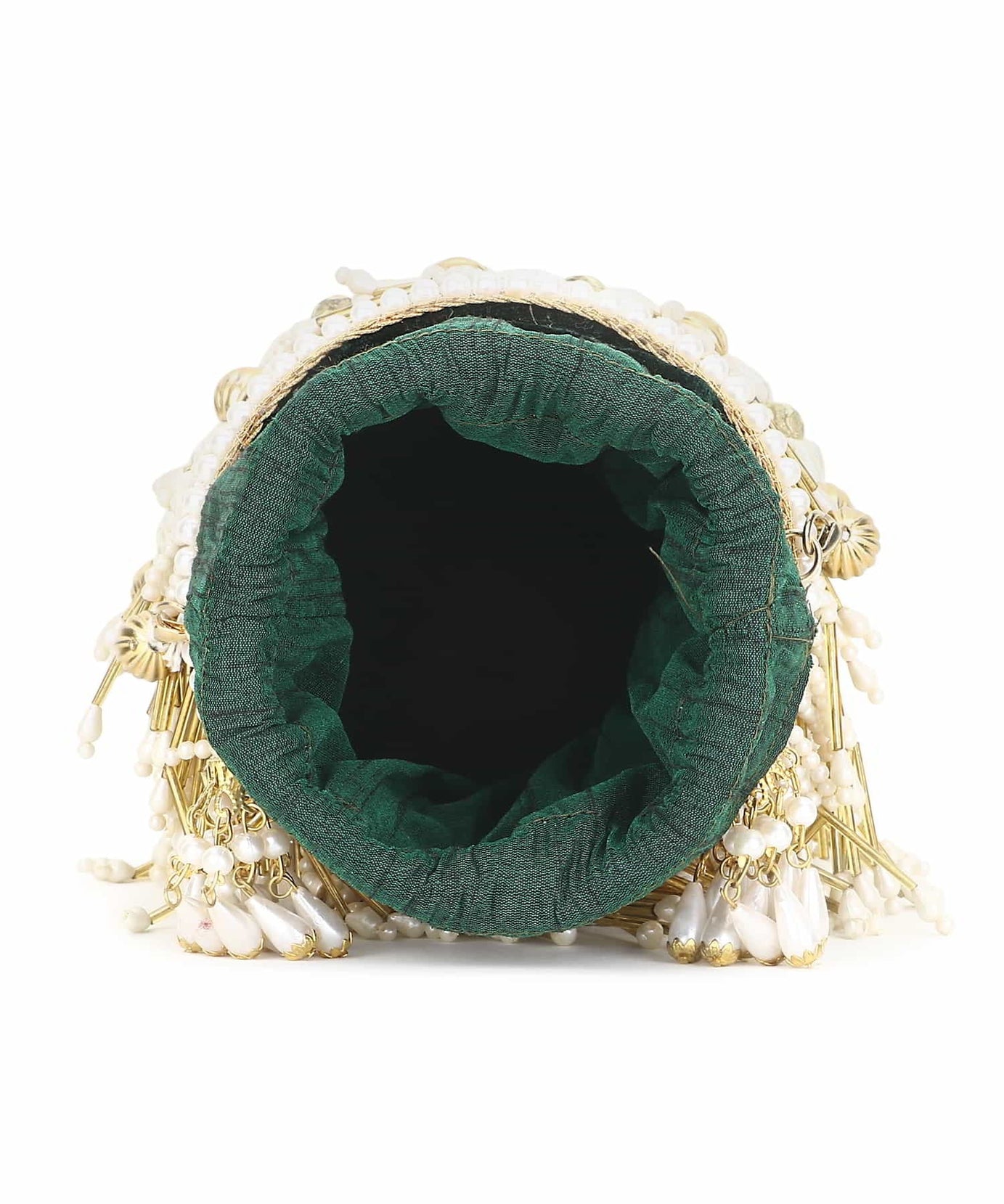 Dangle Chevron Embellished Velvet Potli Bag