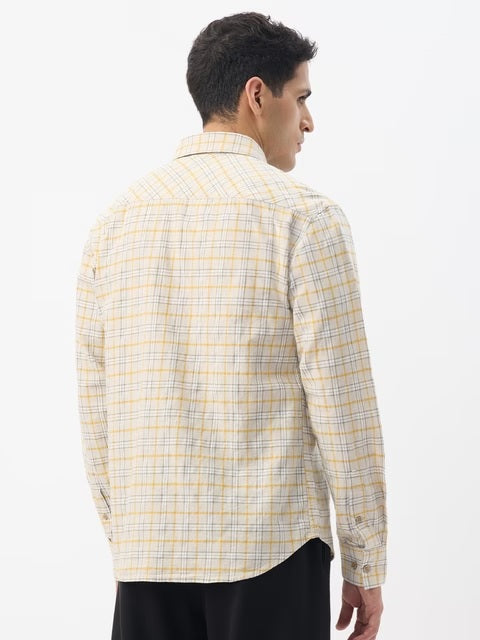 Checks Ochretone Cotton Linen Shirts
