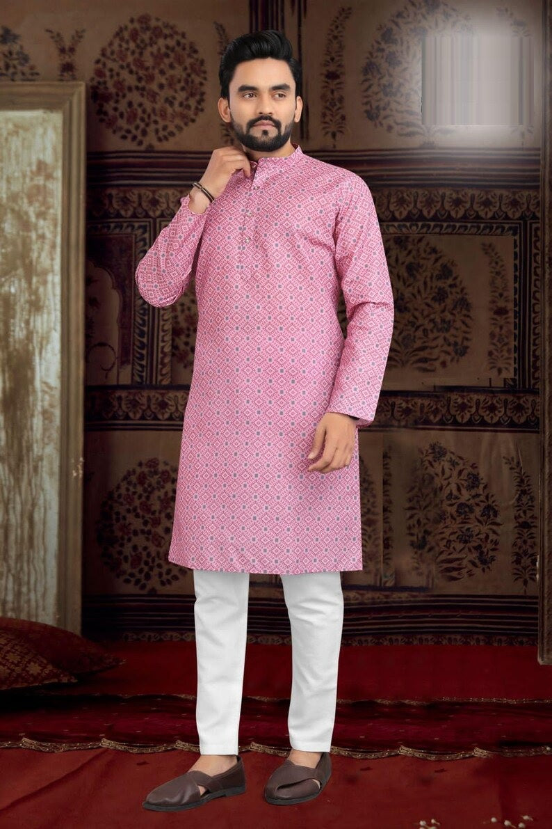 Pure Cotton Men's Kurta Pajama Set