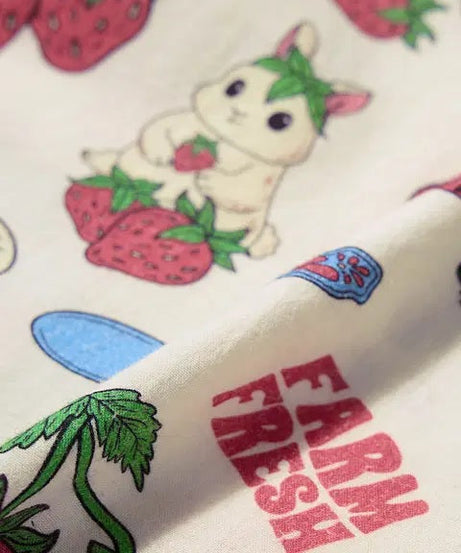 Cotton Linen Strawberry Women Boyfriend Shirts