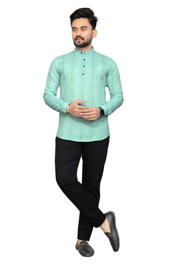 Premium Linen Cotton Fabric Short Kurta For Men's