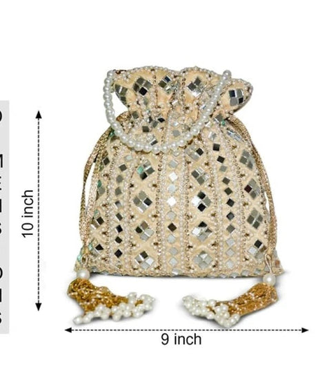 Designer Heavy Mirror Work Potli Bag