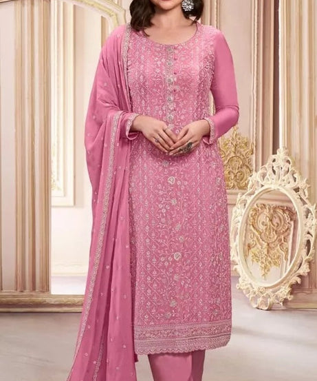 Chinon Silk With Sequence Embroidery Stitched Work Top Bottom Dupatta