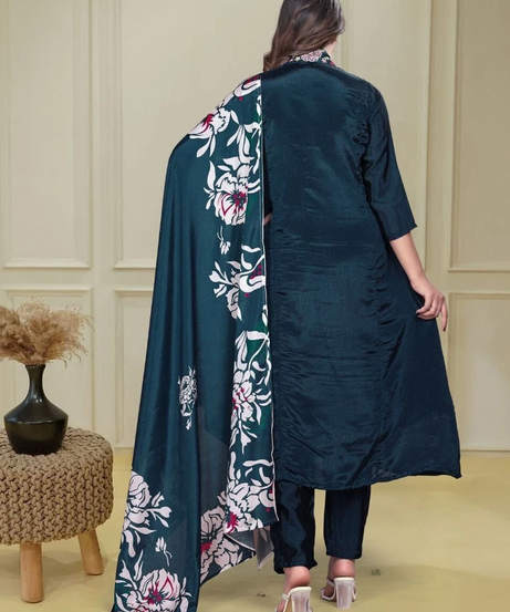 Chinon & Embroidery Work Kurti Bottom With Dupatta Set 12-BS