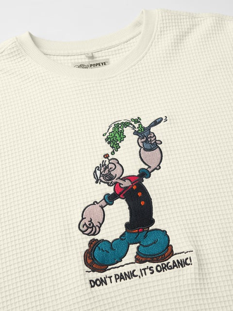 Textured  Popeye Don't Panic Oversized T-Shirts