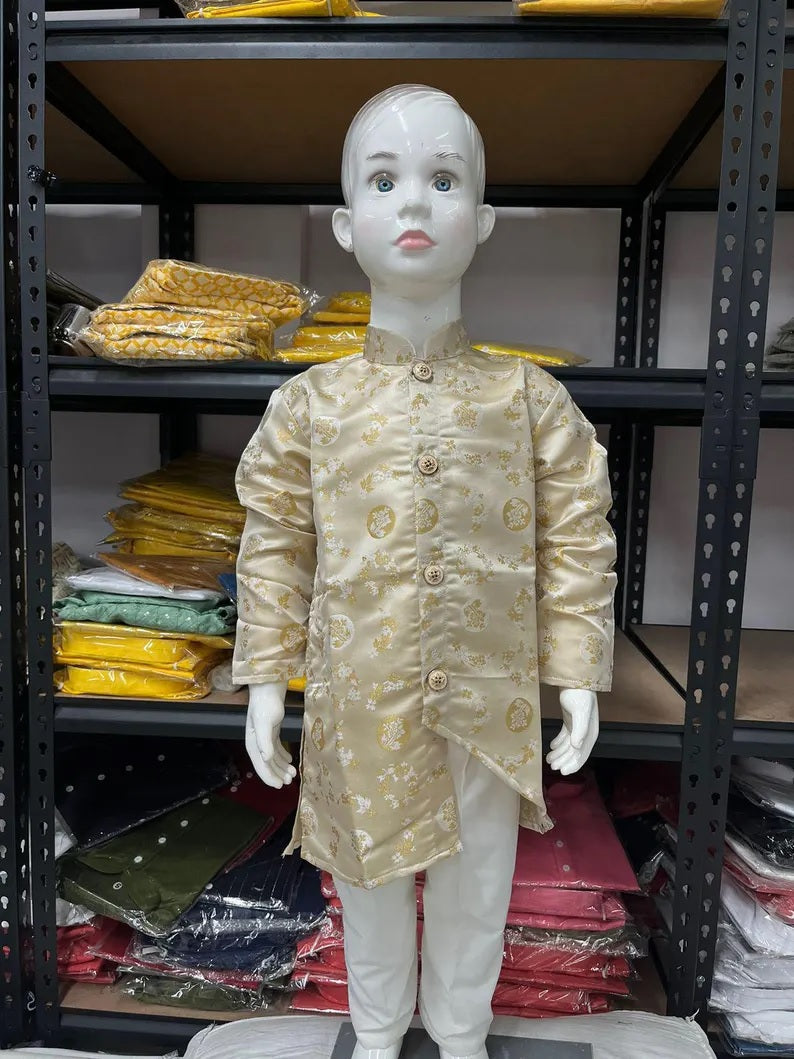 Traditional Kid's & Boy's Jacquard Kurta Pajama Set