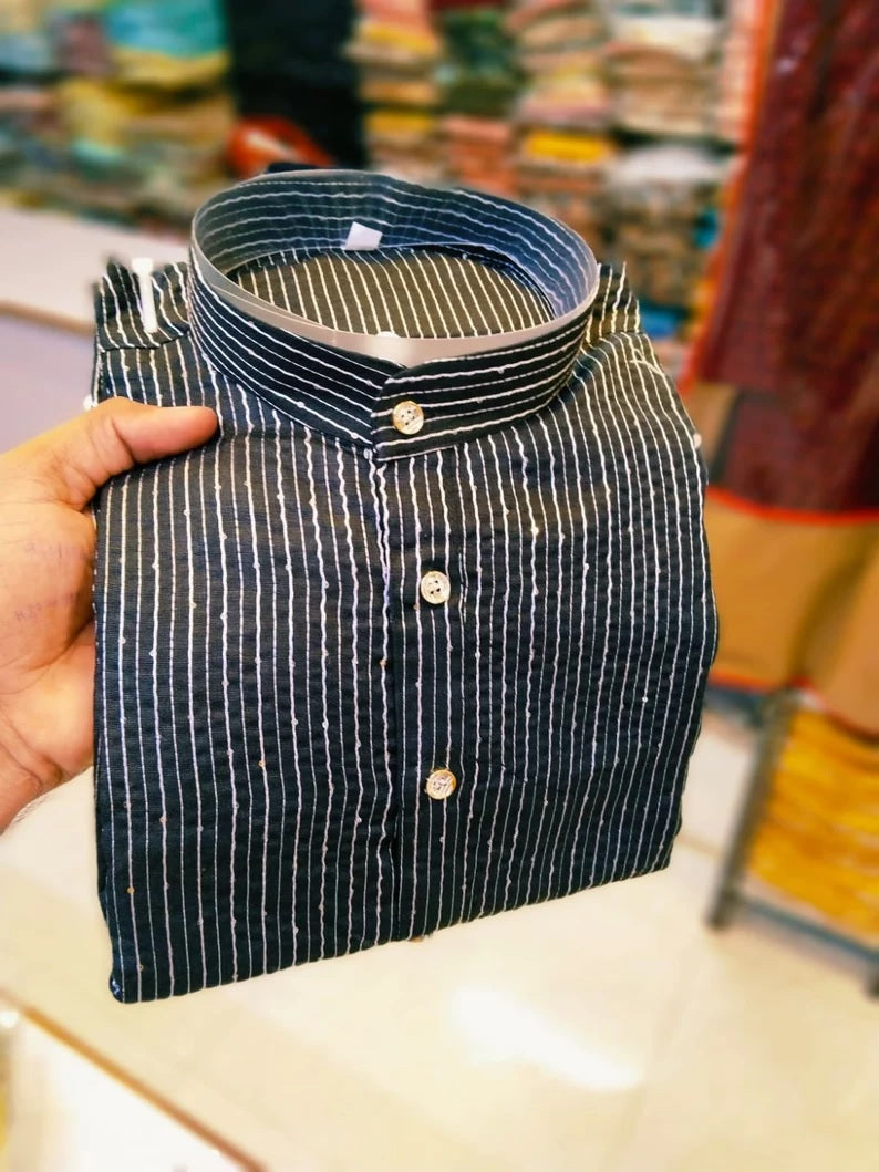 Men's Crossed Kurta Pajama Set For Men's