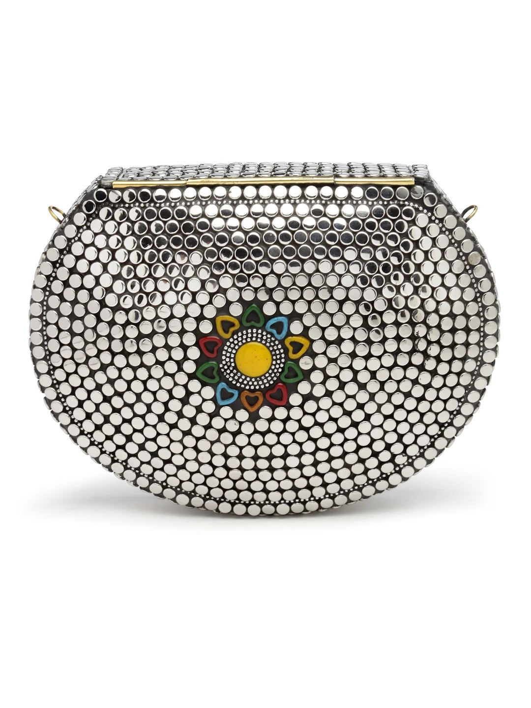 Mosaic Embellished Metal Clutch