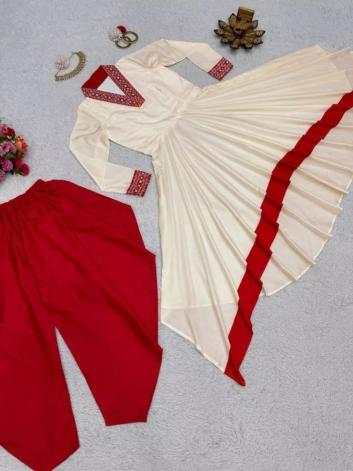 Indian Bollywood Ethnic Silk Suit Dhoti & 2 Piece Set