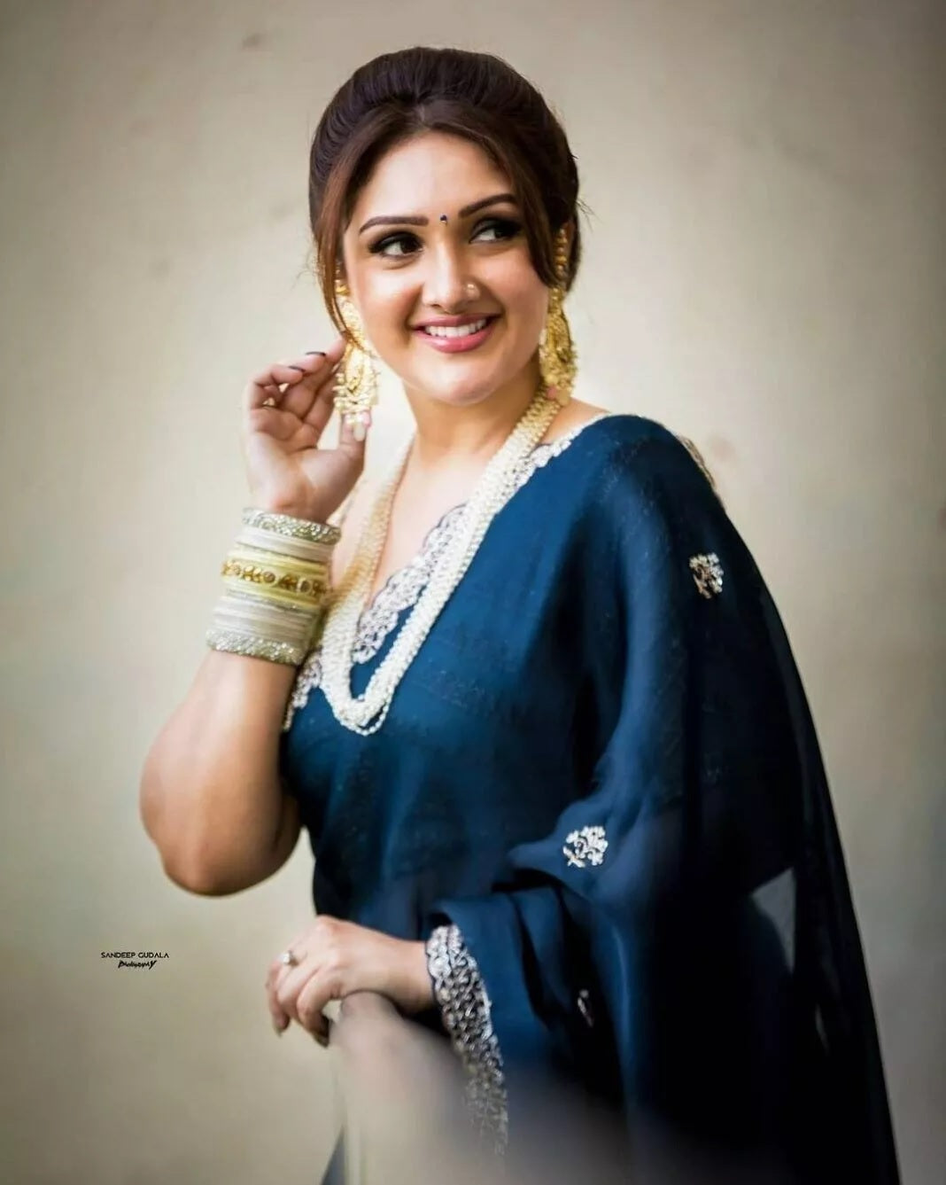 Georgette Saree With Stitched Blouse,Wedding Style Sari & Blouse