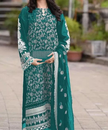Georgette With Embroidery Work Pakistani Top Bottom With Dupatta