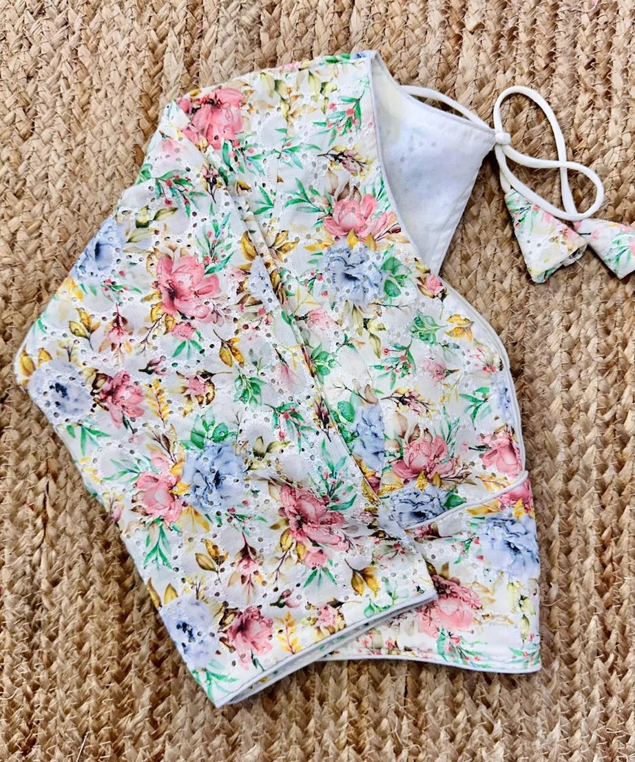 Wedding Hakoba With Flower Print All Over Blouse Choli