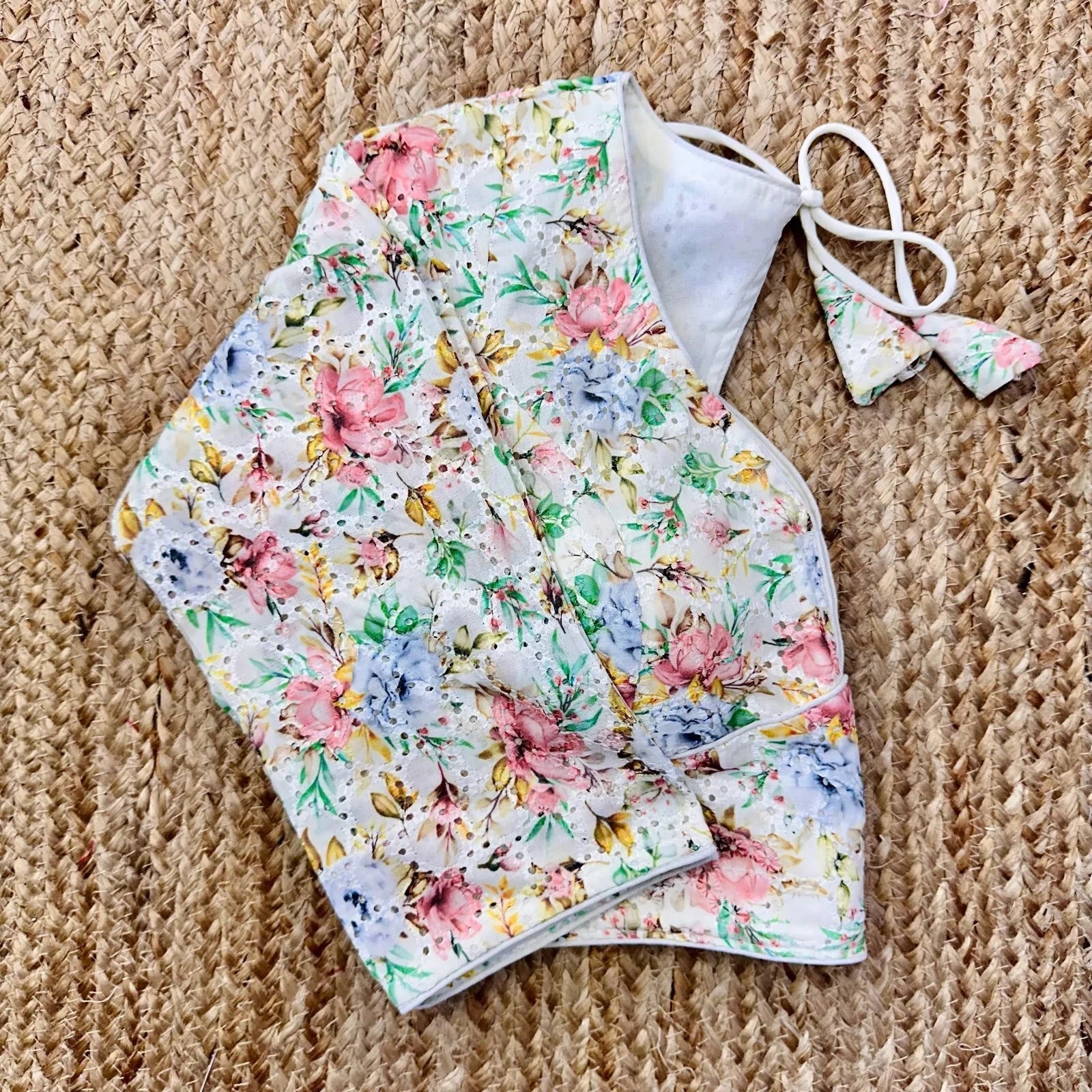 Wedding Hakoba With Flower Print All Over Blouse Choli