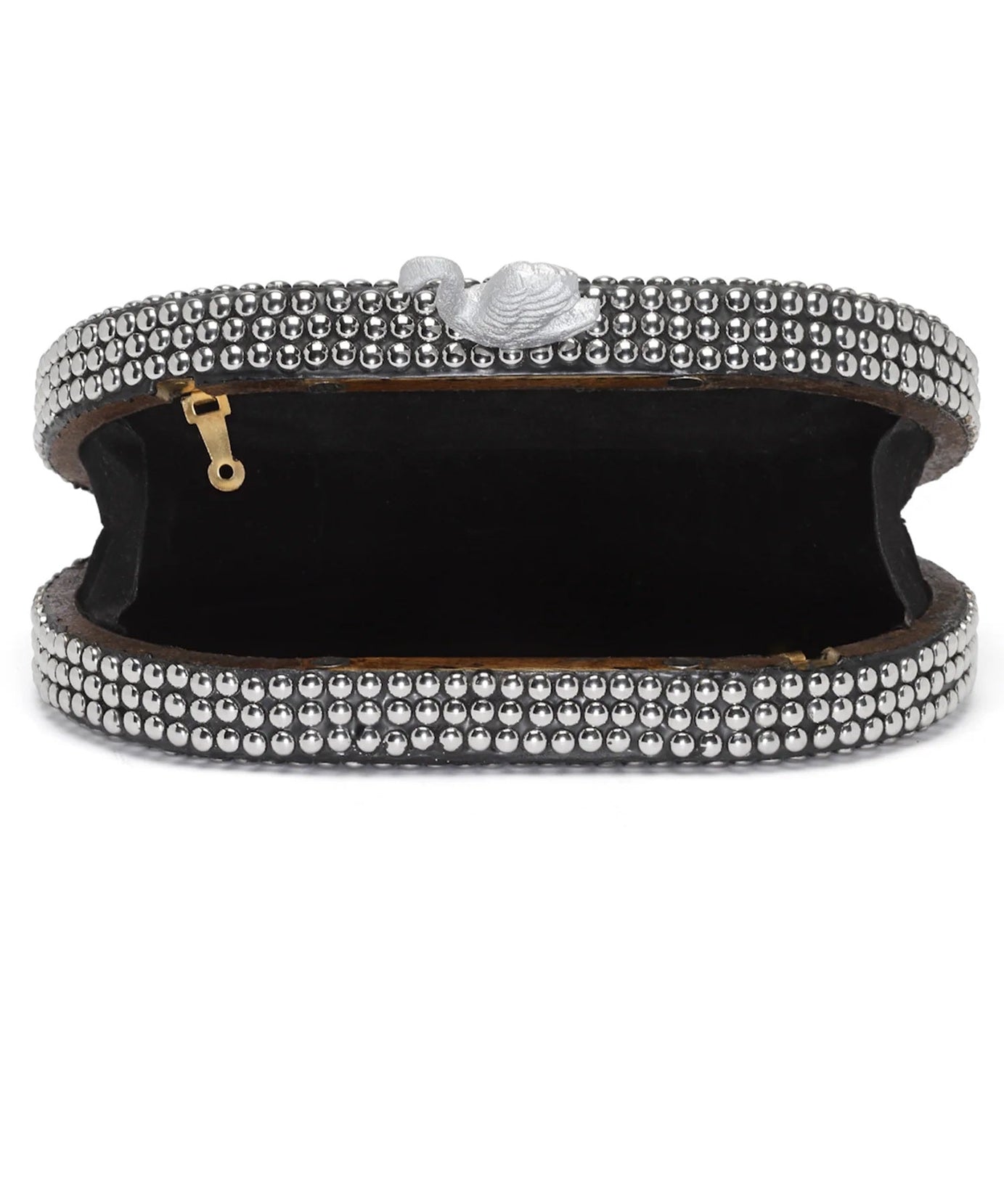 Mosaic Marble Mosaic Embellished Metal Box Clutch