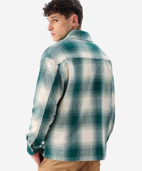 Light Emerald And White Men Flannel Shirts