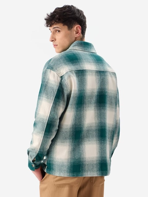 Light Emerald And White Men Flannel Shirts